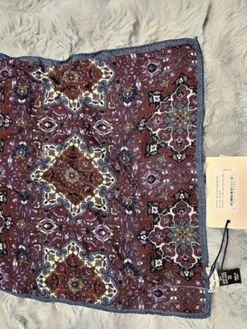 Peter Millar Crown Paisley Lambswool Scarf in Purple & Blue NWT